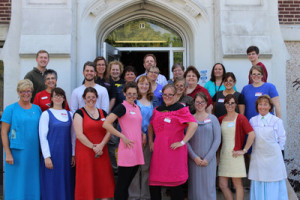 For superhero day during the 2014-15 school year, elementary teachers dressed up like their hero, elementary Principal Mary Donaldson, who is pictured at lower left. Photo from the Sevastopol School website.
